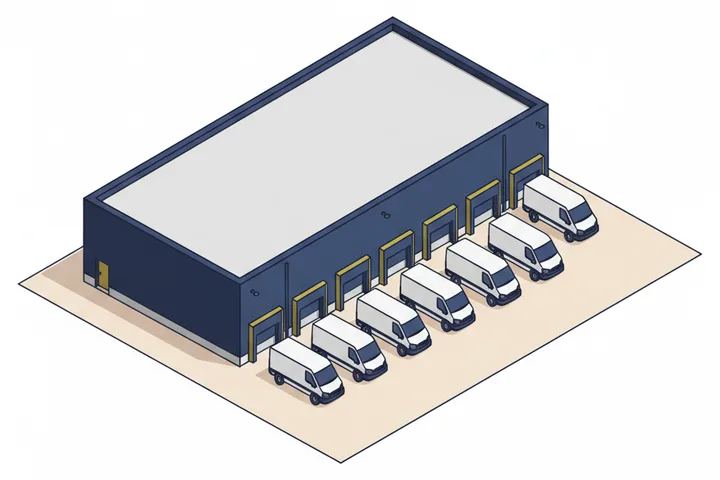 UK last-mile delivery depot illustration