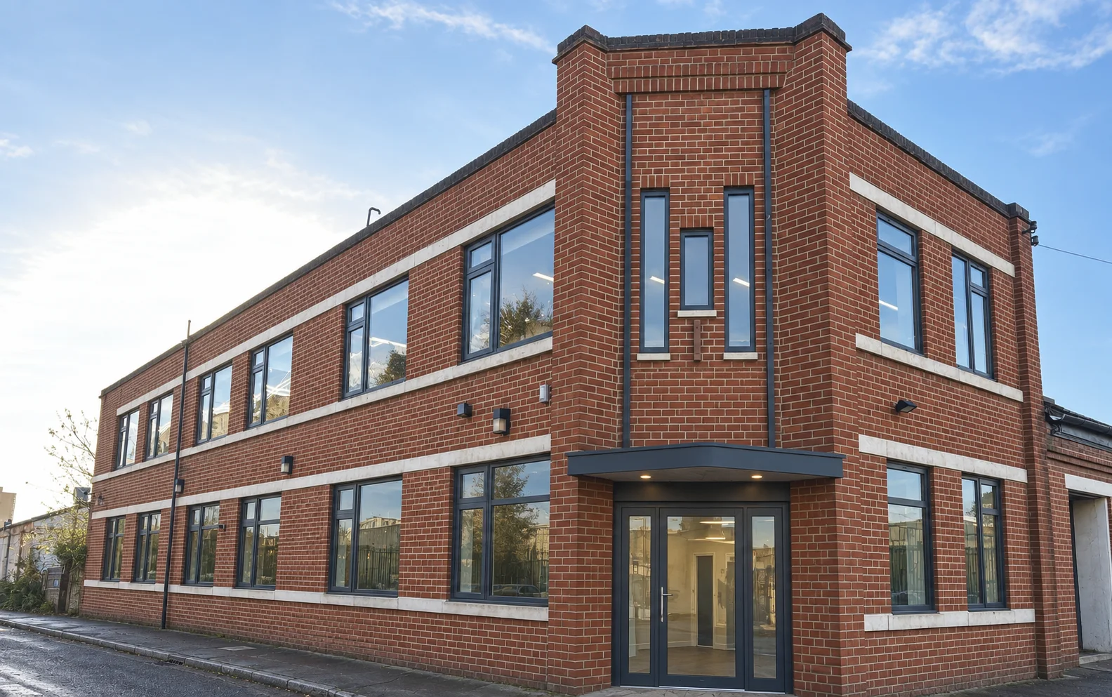 Proposed refurbished warehouse exterior CGI
