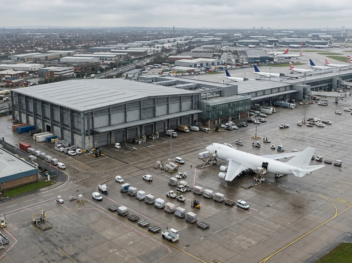 Air cargo terminal CGI showing airside and landside operations for a regional freight facility, industrial architectural visualisation by StratumCGI